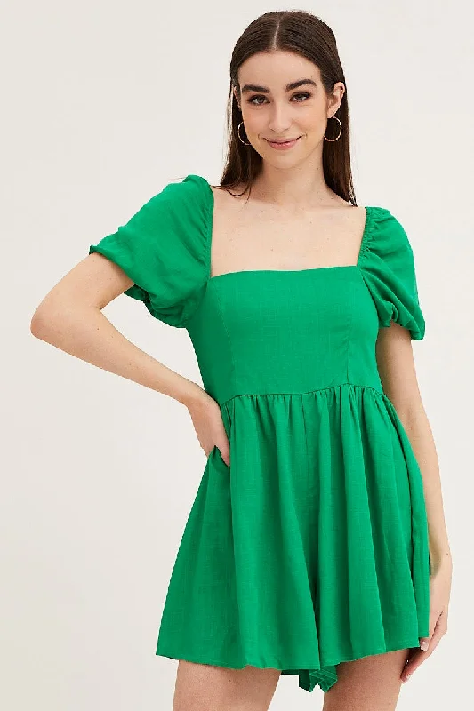 Green Playsuit Short Sleeve