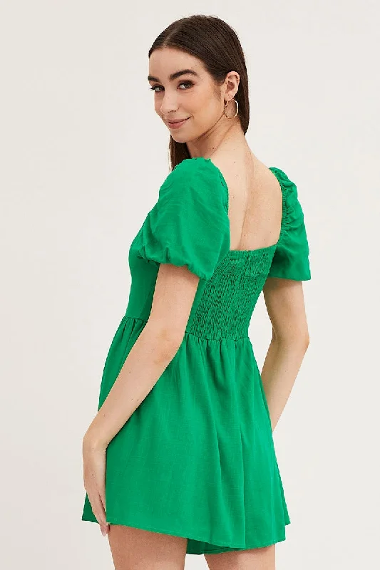 Green Playsuit Short Sleeve