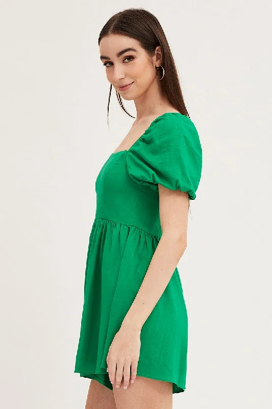 Green Playsuit Short Sleeve