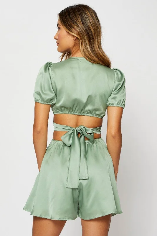 Green Playsuit Short Sleeve