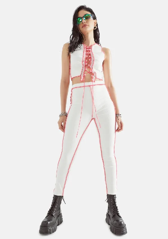 Icy The Truth Stings Contrast Stitch Pants Set