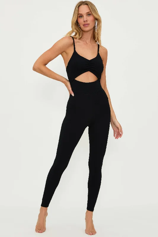 Jewel Catsuit Black Waffle