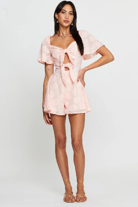 Pink Playsuit Short Sleeve