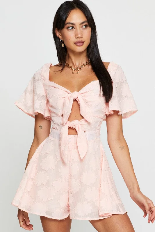 Pink Playsuit Short Sleeve