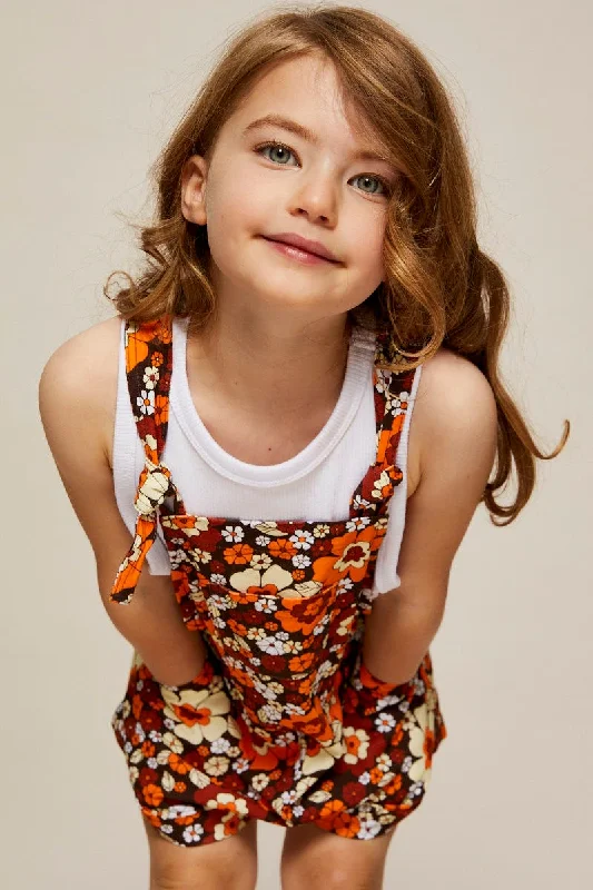 Print Kids Linen Blend Floral Playsuit