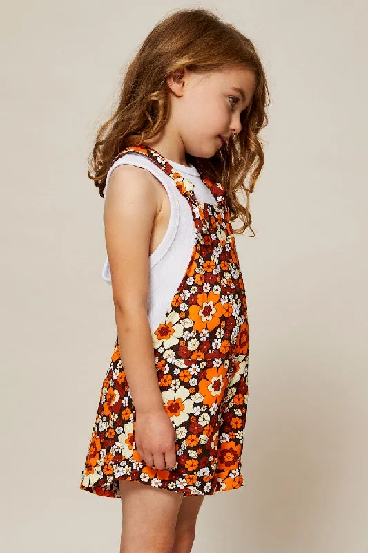 Print Kids Linen Blend Floral Playsuit