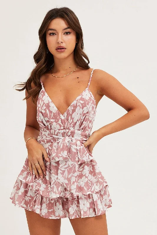 Print Layered Short Playsuit