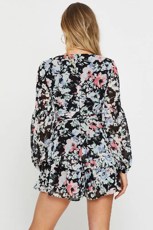 Print Playsuit Long Sleeve