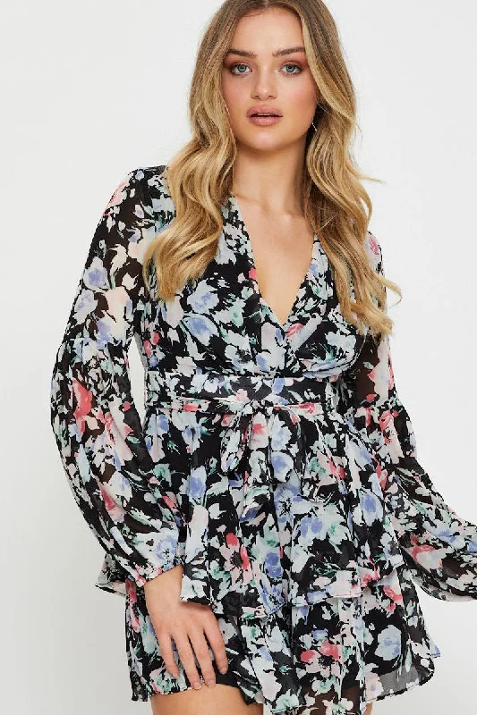 Print Playsuit Long Sleeve