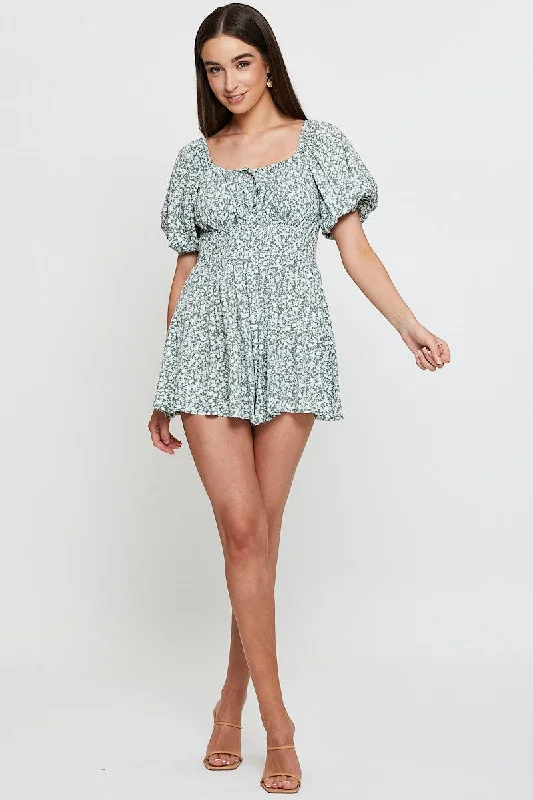 Print Playsuit Short Sleeve