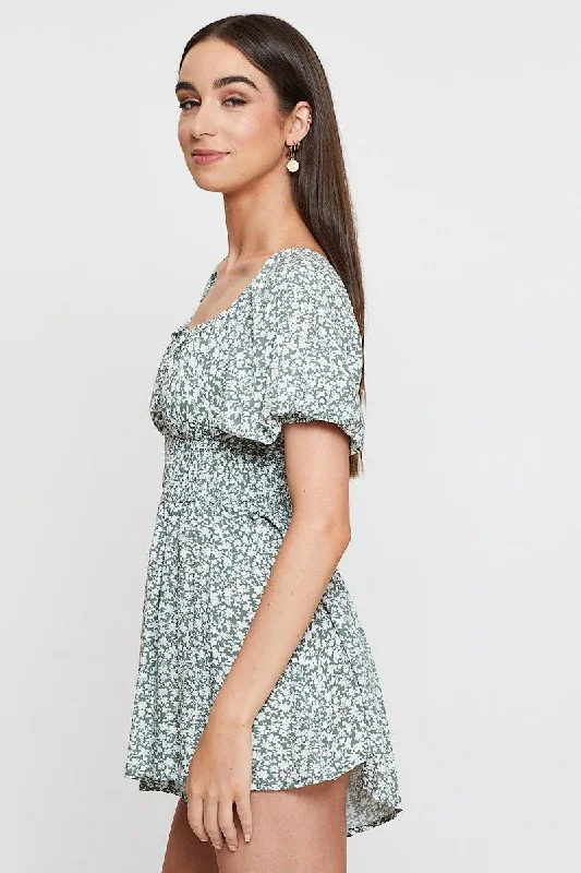 Print Playsuit Short Sleeve