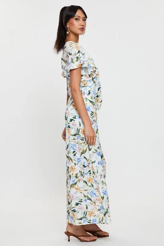 Print Wide Leg Jumpsuit Short Sleeve