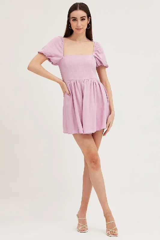 Purple Playsuit Short Sleeve