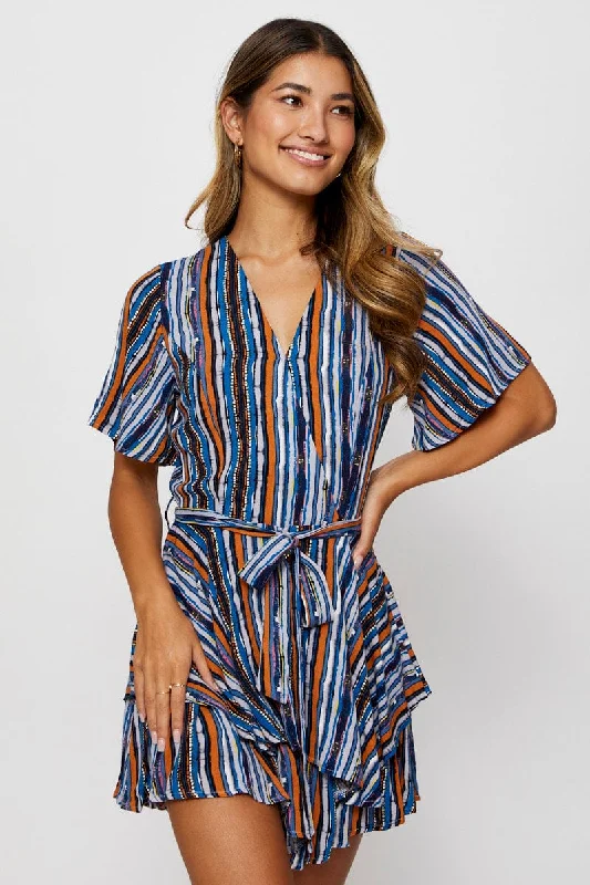 Stripe Playsuit Short Sleeve