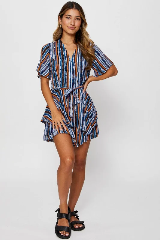 Stripe Playsuit Short Sleeve