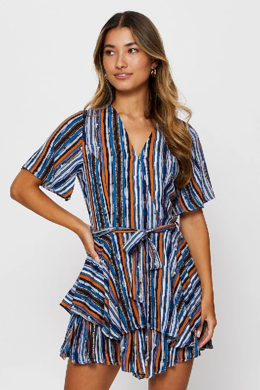 Stripe Playsuit Short Sleeve