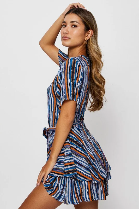 Stripe Playsuit Short Sleeve