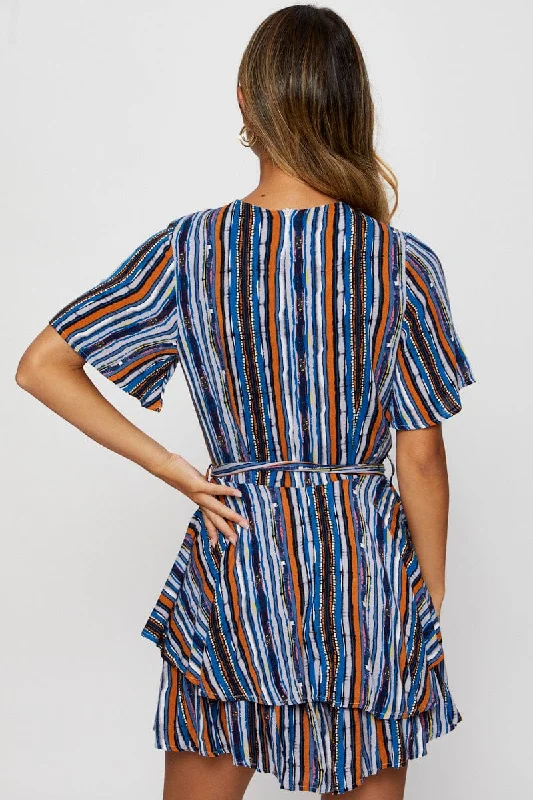 Stripe Playsuit Short Sleeve