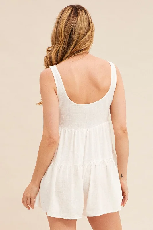 White Playsuit Short Sleeve