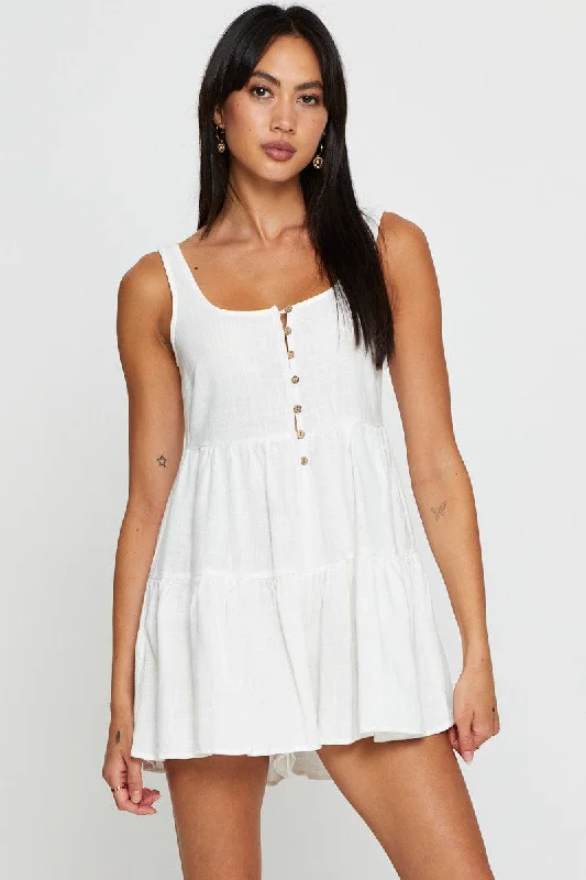 White Playsuit Short Sleeve