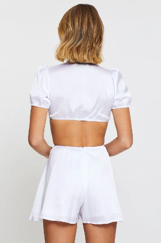 White Playsuit Short Sleeve