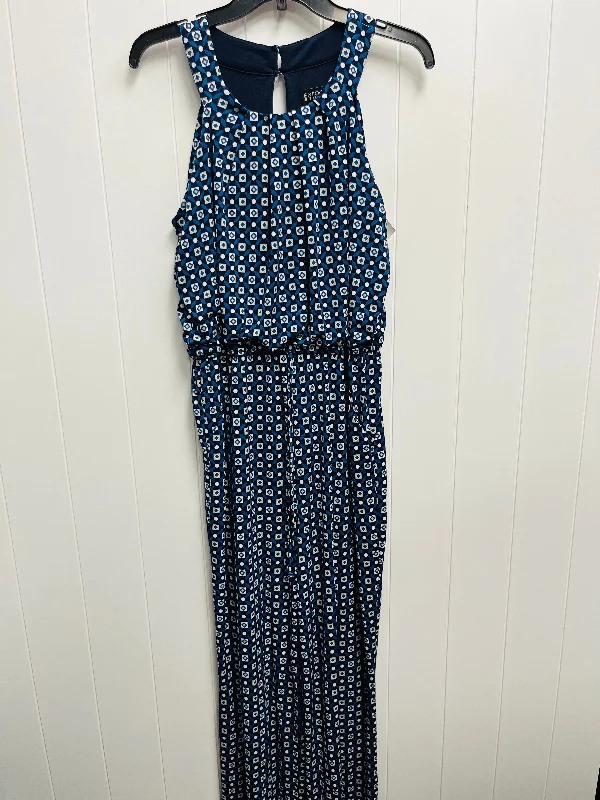 Jumpsuit By Enfocus In Blue & White, Size: 14