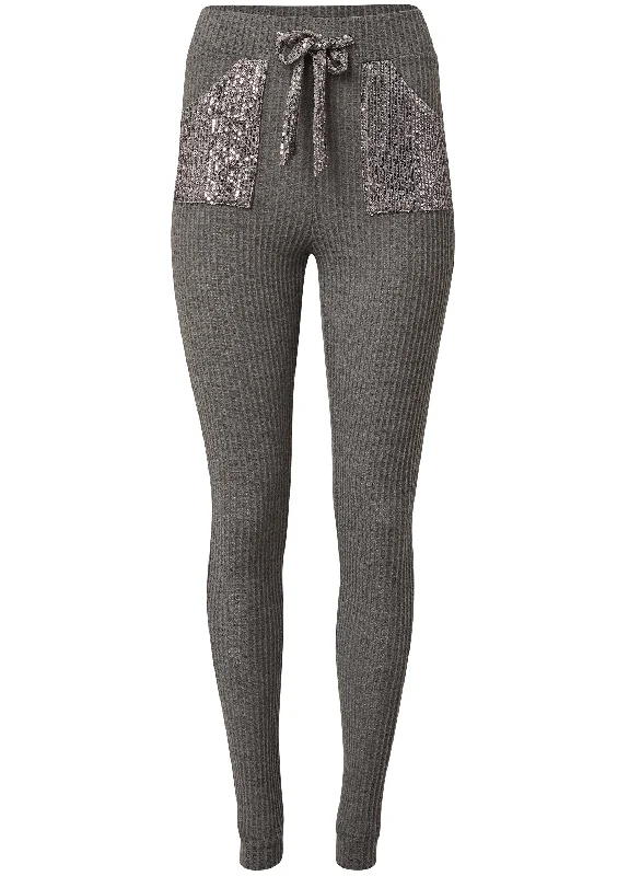 Cozy sequin waffle leggings - Heather Grey