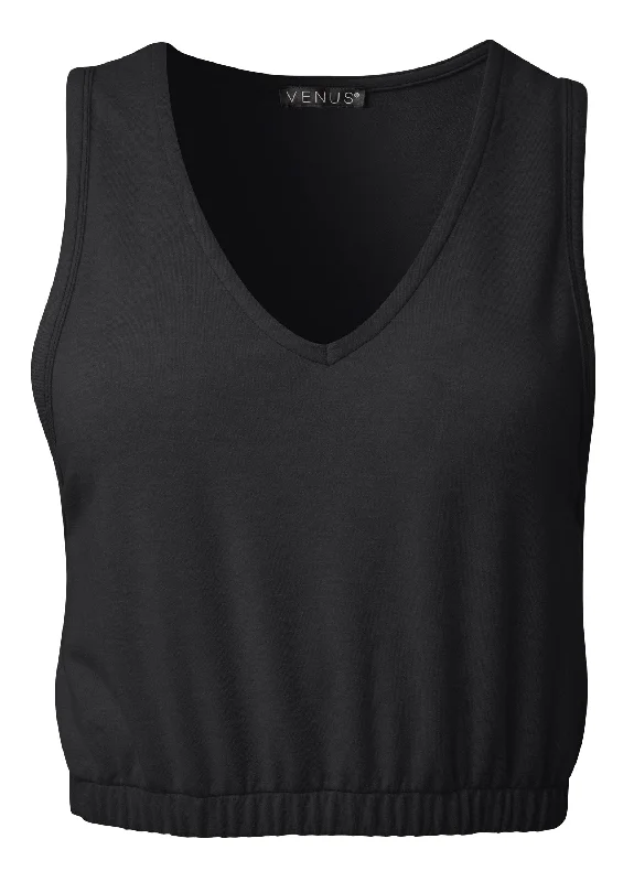 Comfort kit V-neck crop top - Black