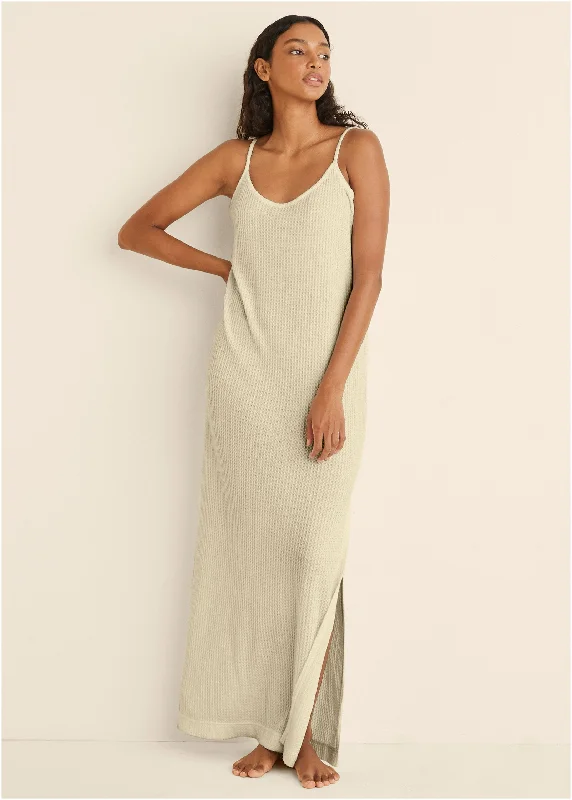 Cozy waffle maxi dress - Oatmeal